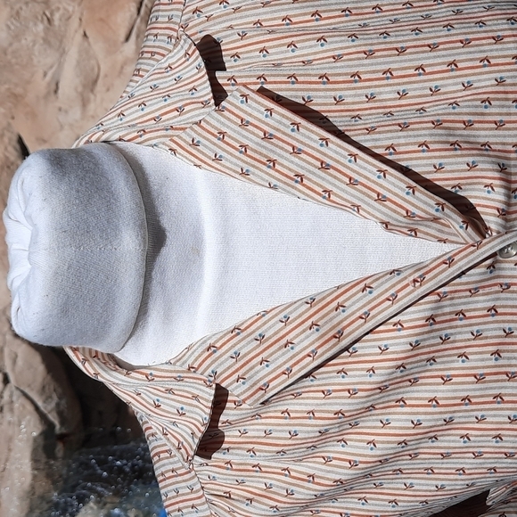 Levi Strauss and Co vintage 1970s brown flowers button down blouse small - Picture 2 of 9